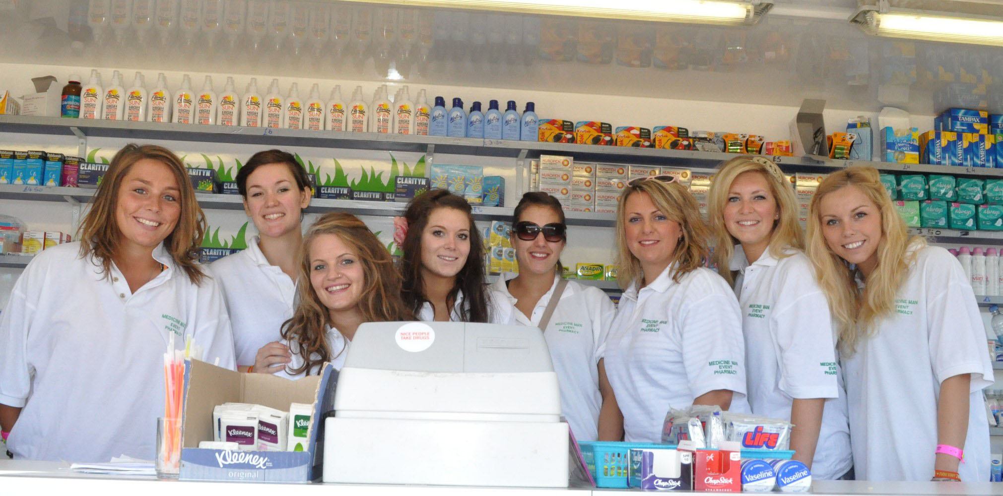 All of the girls lining up for a group photo in the unit.